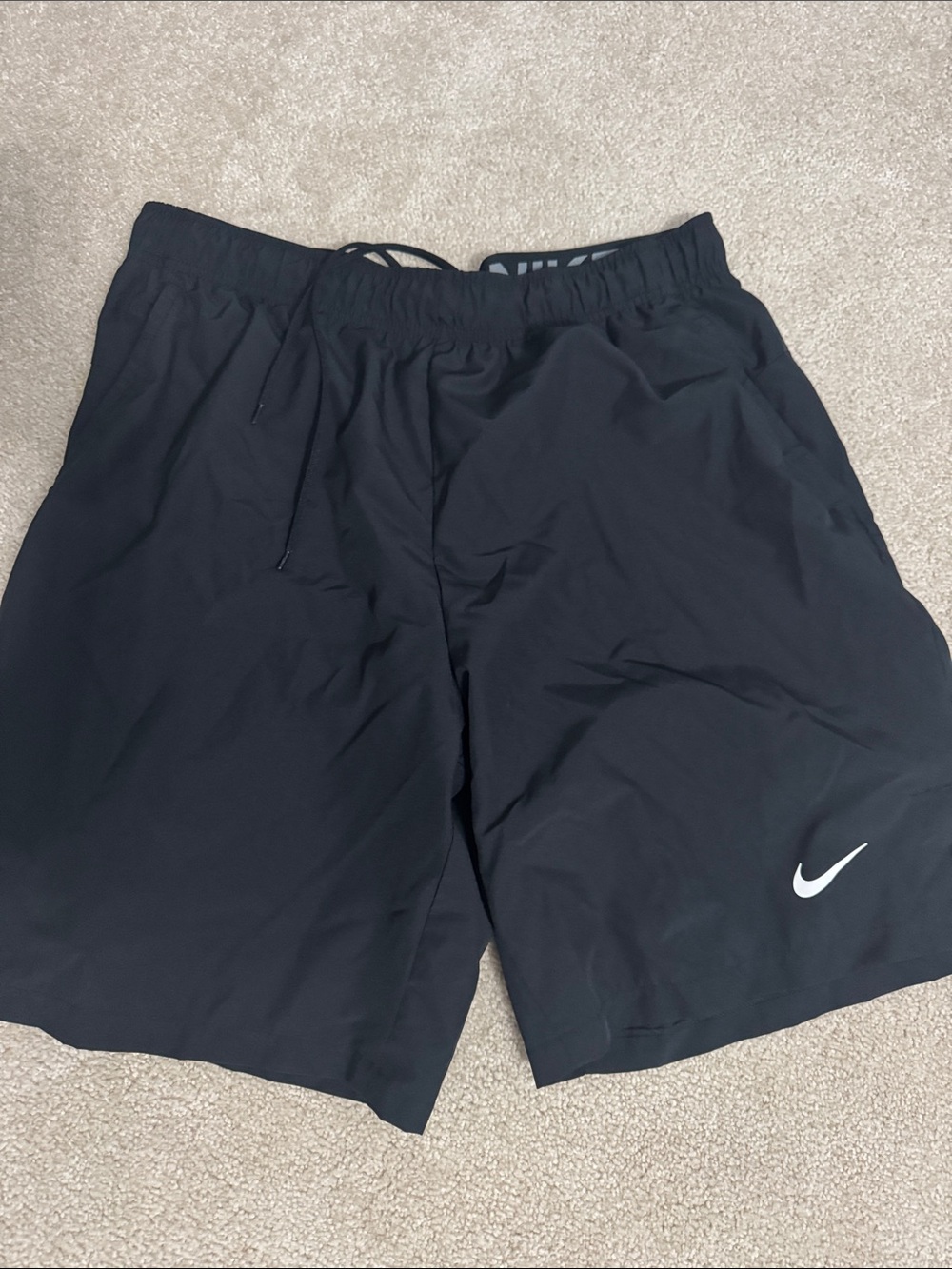 Nike Black Men's Athletic Shorts with White Swoosh